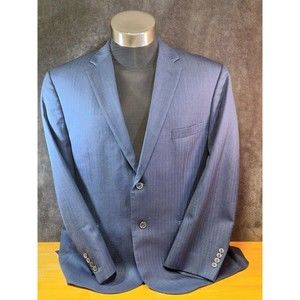 Jos A Bank 1905 Herringbone 2-Button Formal Blazer Jacket Blue Size 46 Short